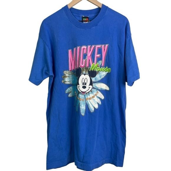 Vintage Mickey Unlimited Women’s Single Stitch Flower Power Mickey T-shirt - Picture 1 of 6